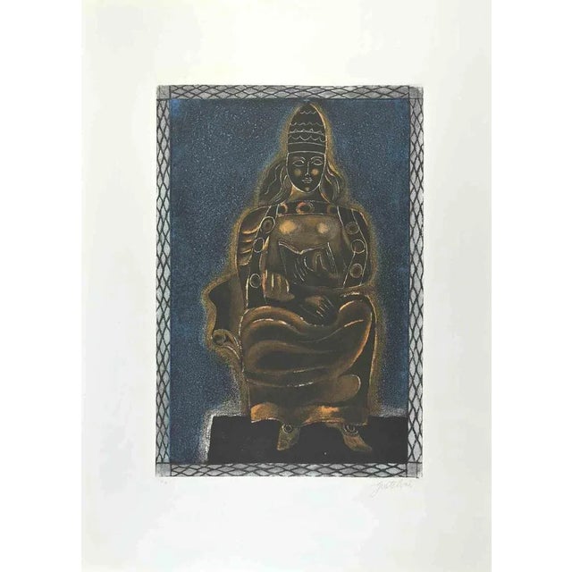 The Popess is an etching and aquatint realized by Franco Gentilini (Italian Painter, 1909-1981) in the 1970s. from the...