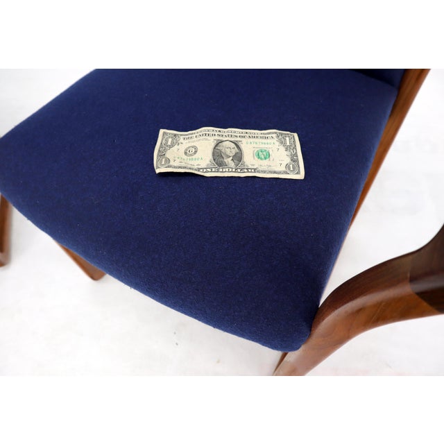 Pair of Danish Mid-Century Modern Teak Arms Chairs New Wool Upholstery For Sale - Image 6 of 10