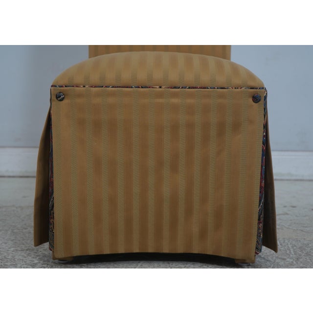 Pair of Upholstered Skirted Parsons Host High Back Chairs For Sale - Image 9 of 18