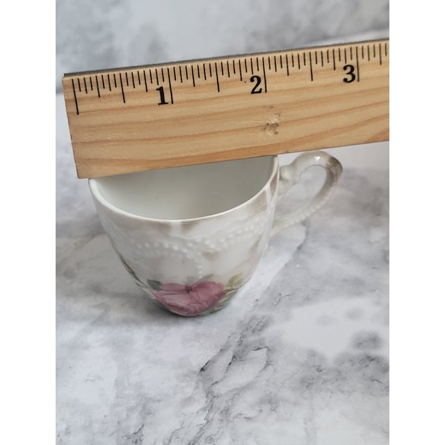 Late 19th Century Hand Painted Peonies on Porcelain Leuchtenburg,Germany Demitasse Tea Cups - 4 pcs For Sale - Image 11 of 12