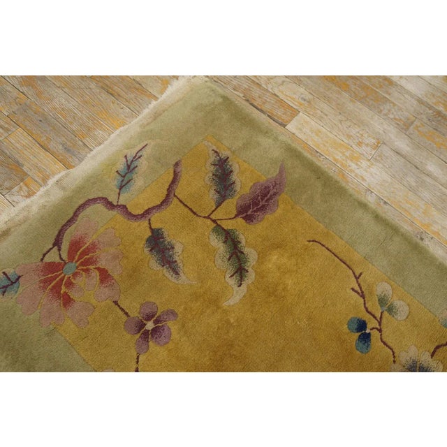 1920s Goldenord Floral Antique Chinese Art Deco Carpet 2' X 3' Knotted Wool Rug For Sale - Image 4 of 9