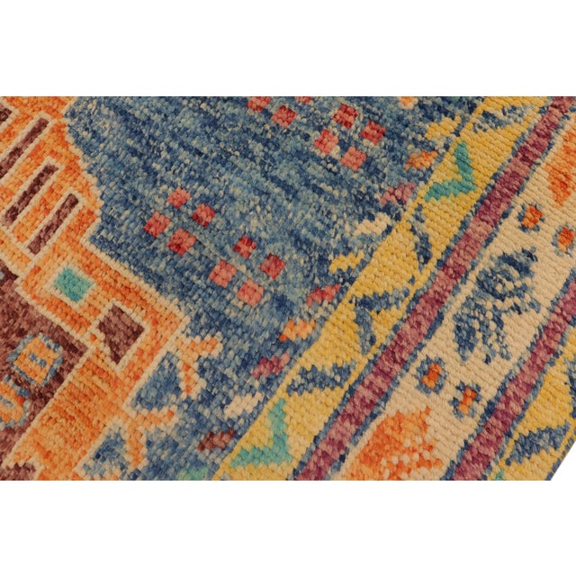 Textile Rustic Balochi Blue/Beige Wool Rug - 3'11''x6'0'' For Sale - Image 7 of 10
