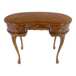 Low Profile Kidney Shape Burl Wood Compact Desk Writing Table Vanity MINT Italy