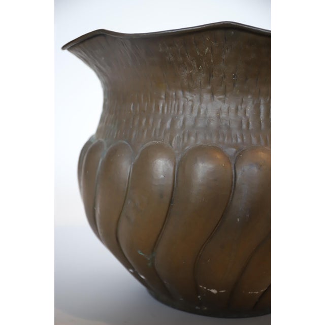 Mid-Century Modern Mid 20th Century Italian Brass Hammered Planter Pot For Sale - Image 3 of 15