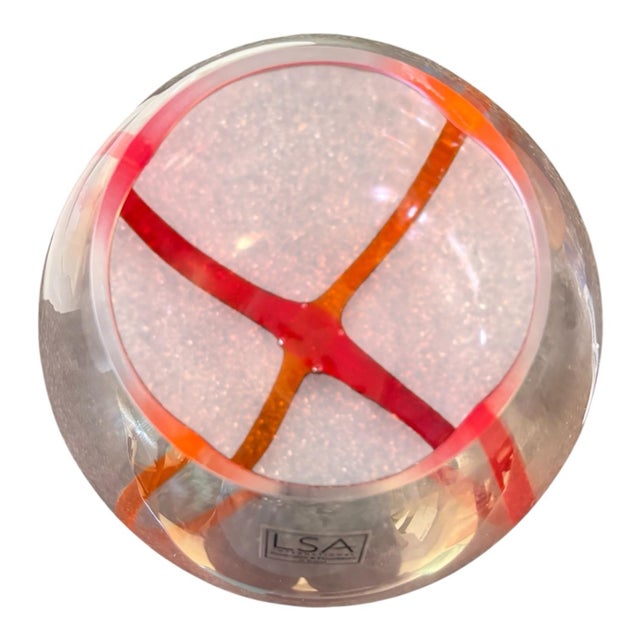 1990s Lsa International Polish Mouth-Blown Art Glass Vase in Red & Orange For Sale In Indianapolis - Image 6 of 9