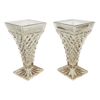Antique Edwardian Cut Glass Vases, 1900, Set of 2 For Sale
