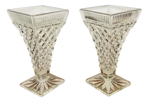 Antique Edwardian Cut Glass Vases, 1900, Set of 2