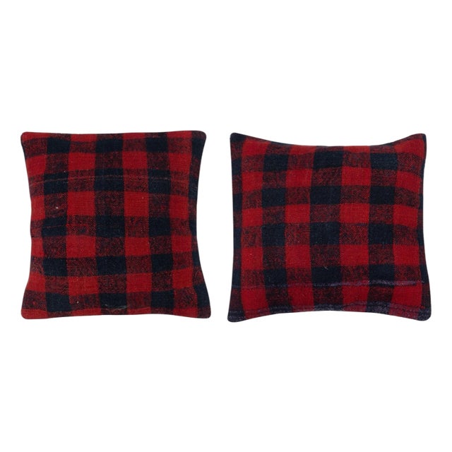20"x20" SET OF 2 - Hand-Woven Kilim Cushion Covers. A pair of Lace Pillow Covers For Sale