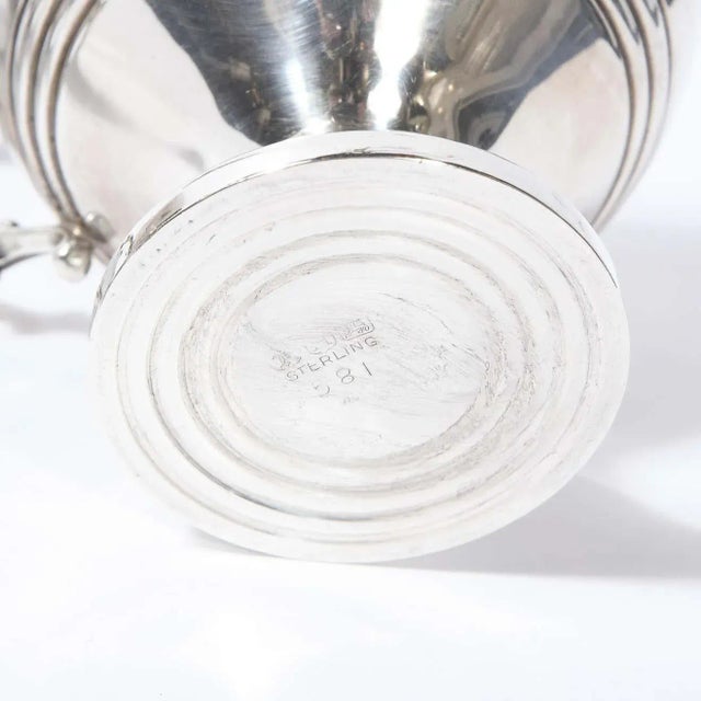 1940s Art Deco Sterling Sculptural Streamlined Handled Sugar & Creamer - A Pair For Sale - Image 10 of 13