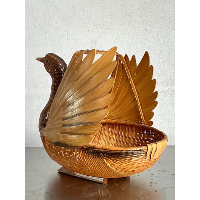 Vintage Boho Shanghai Weave Duck Basket For Sale - Image 4 of 7
