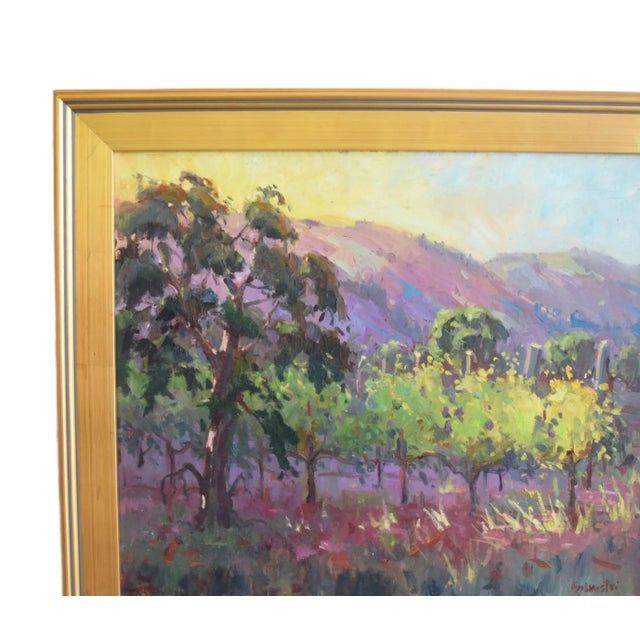Silvio Silvestri, Listed Artist Farm Orchard Landscape Oil Painting W/ Antiqued Gold Wood Frame For Sale - Image 4 of 10