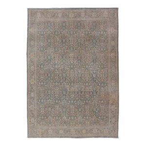 Light Blue/Gray Background Persian Antique Tabriz Rug With All-Over Herati Design