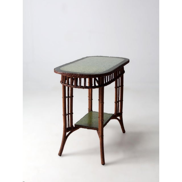 Shabby Chic Early 20th Century American Wicker Accent Table For Sale - Image 3 of 16