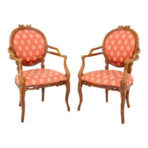 Vintage Faux Bois Wood Chairs - a Pair
