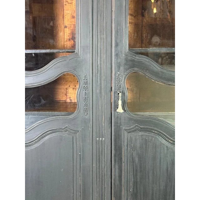 Wood 19th Century Napoleon III Painted Armoire, Glass Doors, French Design For Sale - Image 7 of 16