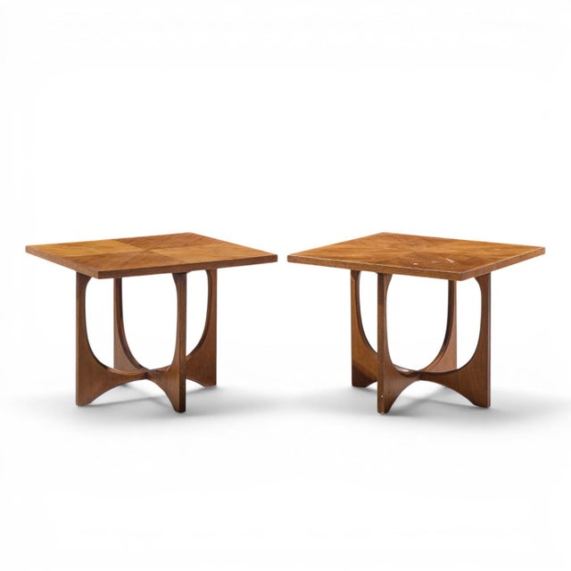 Broyhill Brasilia Mid Century Walnut Side Tables - Pair Each side table measures: 26 wide x 26 deep x 20.25 inches high...