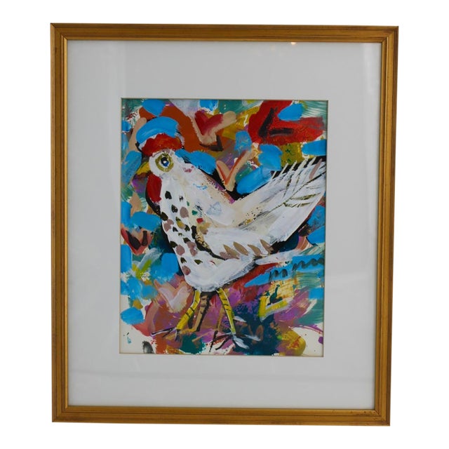 1990s Jim Wagner Original Oil Painting "Holiday Chicken" Taos Nm Art, Parks Gallery For Sale