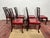 Wood 18th Century Chippendale Style Red Leather Chairs - Set of 6 For Sale - Image 7 of 10