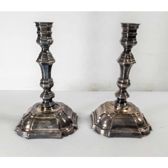 Early 20th Century 20th Century Pair of Danish Silverplate Candlesticks in Georgian Style by Hans Jensen For Sale - Image 5 of 17