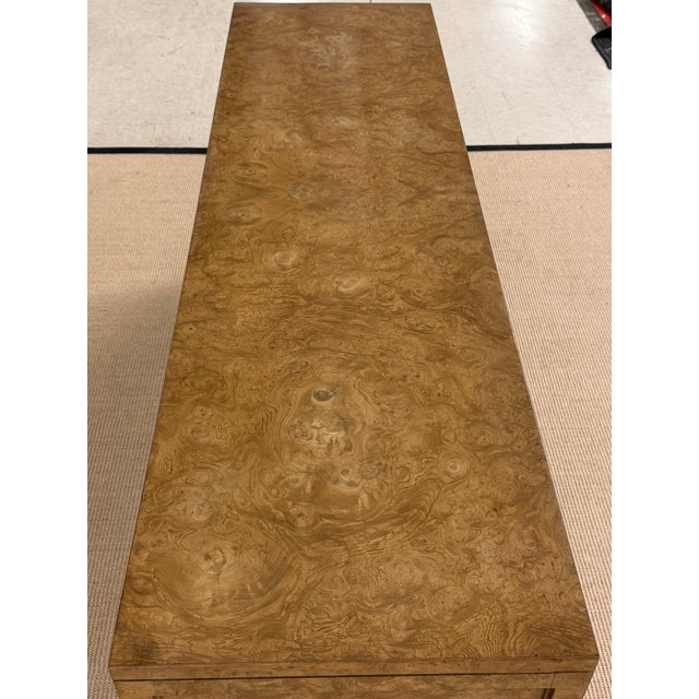 Wood Burled Wood and Inlaid Brass Console From Mastercraft For Sale - Image 7 of 12