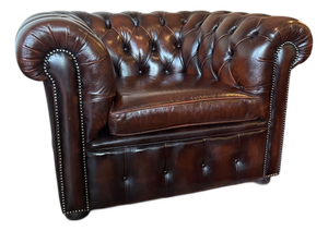 Vintage English Chesterfield Leather Club Chair