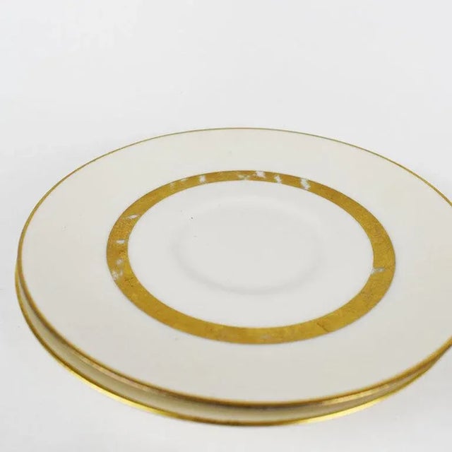 Theodore Haviland Gotham Ceramic Saucers in White and Gold - Set of 10 For Sale - Image 10 of 10