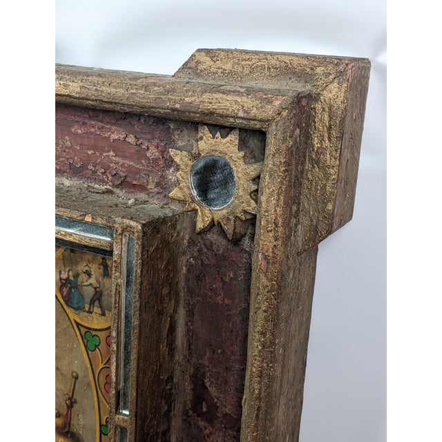 Antique Spanish Colonial Santo Niño De Atocha Retablo in Giltwood Mirrored Frame For Sale - Image 13 of 18