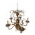 Early 20th Century 5-Light Wooden Tole Chandelier With Porcelain Flowers For Sale