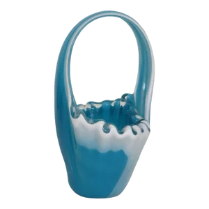 Morano Style Blue and White Glass Brides Basket Candy Dish