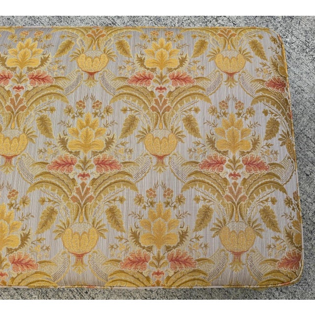 1990s Sherrill Damask Jacquard Tapestry Cotton Rolling Ottoman For Sale - Image 5 of 12
