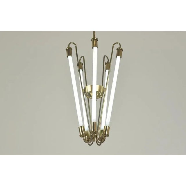 Neon and Brass Lamp, Germany, 1950s For Sale - Image 4 of 9