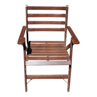 Vintage Painted Wood Folding Patio Chair For Sale