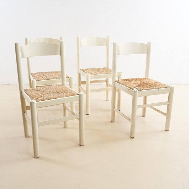 White Wooden Chairs, Set of 4 For Sale - Image 4 of 4