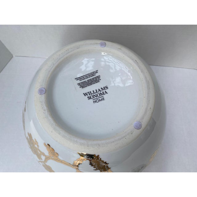Williams Sonoma Home Porcelain White and Gold Ginger Jar For Sale - Image 14 of 15