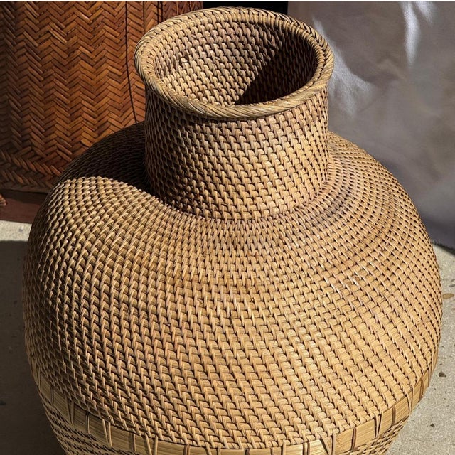 Indonesian Wickerwork Jar Basket For Sale - Image 11 of 18