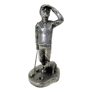 English Silver Golfer Sculpture, 1997 For Sale