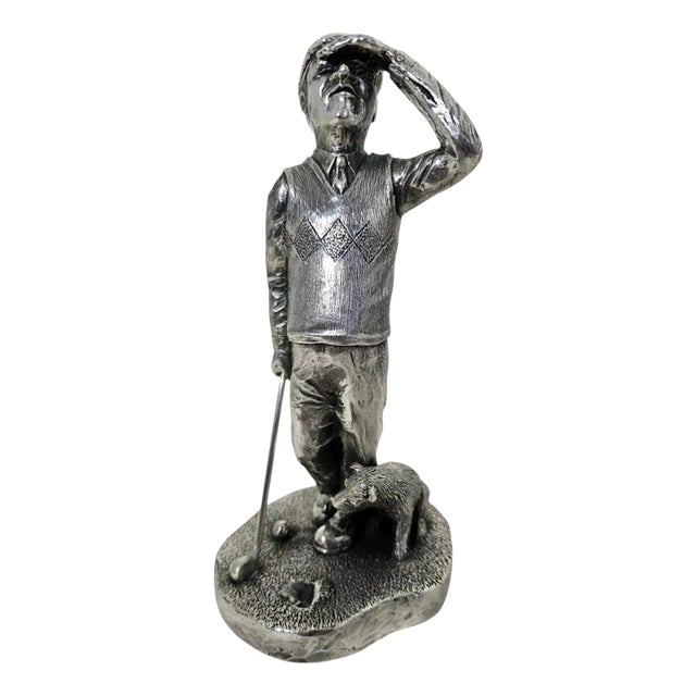 English Silver Golfer Sculpture, 1997 For Sale