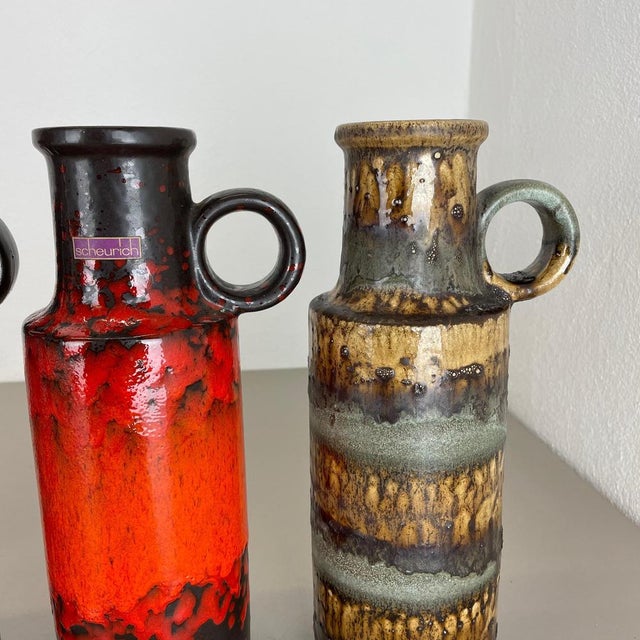 Vintage Fat Lava Pottery Vases by Scheurich, Germany, 1970s, Set of 4 For Sale - Image 12 of 18