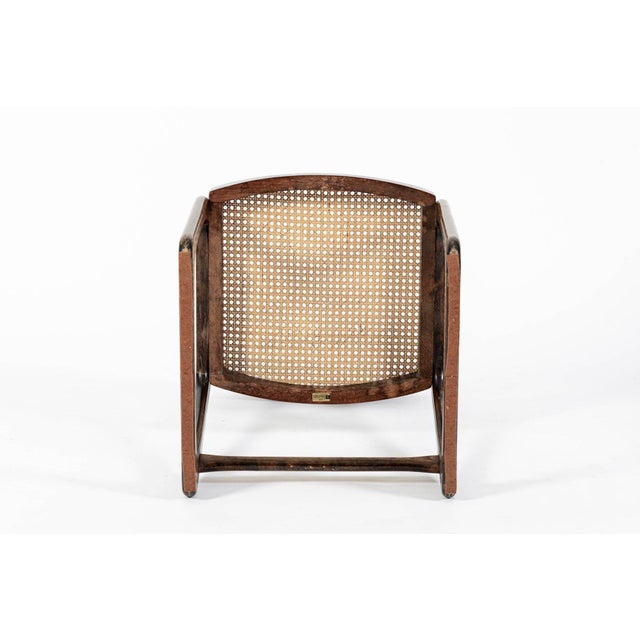 Mid Century Modern French Wood & Cane Wicker Chairs by Baumann For Sale - Image 12 of 13