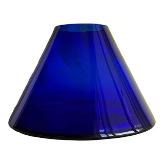 Vintage Hand Blown Conical Cobalt Blue Glass Vase For Sale
