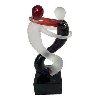Vintage Murano Style Handcrafted Art Glass Lovers Sculpture For Sale