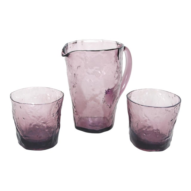 Morgantown Amethyst Crinkle Glassware Set For Sale