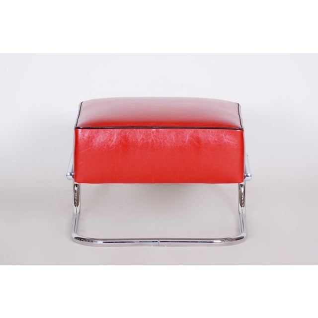 1930s Bauhaus Stool in Chrome and Leather attributed to R. Slezák, Czech, 1930s For Sale - Image 5 of 6
