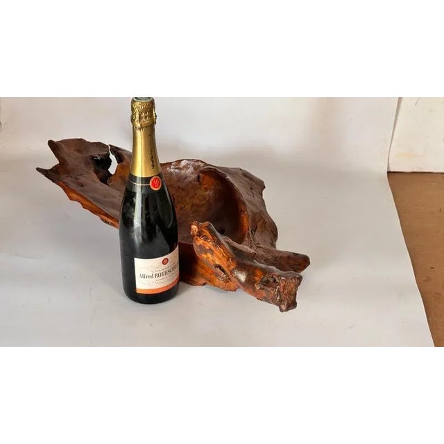 Brutalist Vintage French Hand-Carved Wooden Basket, 1970s For Sale - Image 3 of 11