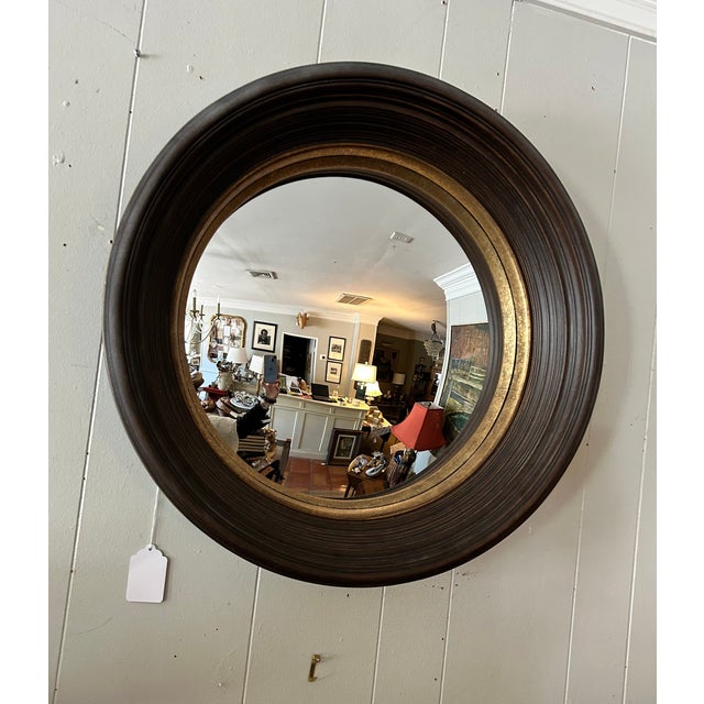 Hollywood Regency Vintage Style Convex Mirror For Sale - Image 3 of 10