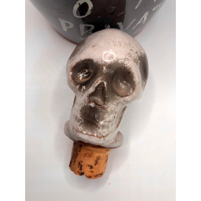 American Skull and Bones Poison Rum Bottle Decanter Mid Century For Sale - Image 3 of 12