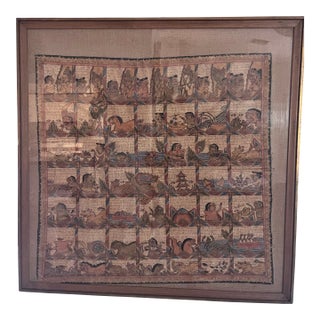 1960s Large Framed Balinese Narrative Manuscript Painting on Cloth, 38” Square For Sale