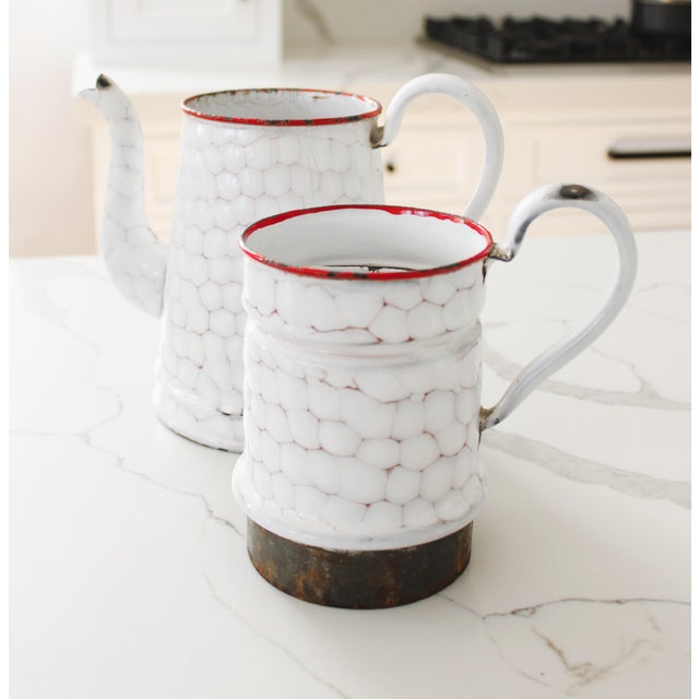 Late 20th Century 1920's Lrg. French Enamelware Coffee Pot, Made in France For Sale - Image 5 of 6