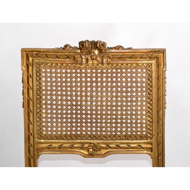 Carved & Turned Gilt Wood Vanity Chair Hollywood Regency Woven Cane Seat Italy For Sale In Miami - Image 6 of 13