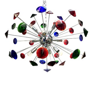 Italian Handmade Murano Glass Multicolor Sputnik Chandelier For Sale